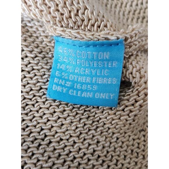 J Mclaughlin Women's Open Knit Beige V-Neck Sweater Size XS Beach Preppy Coastal - Picture 5 of 7